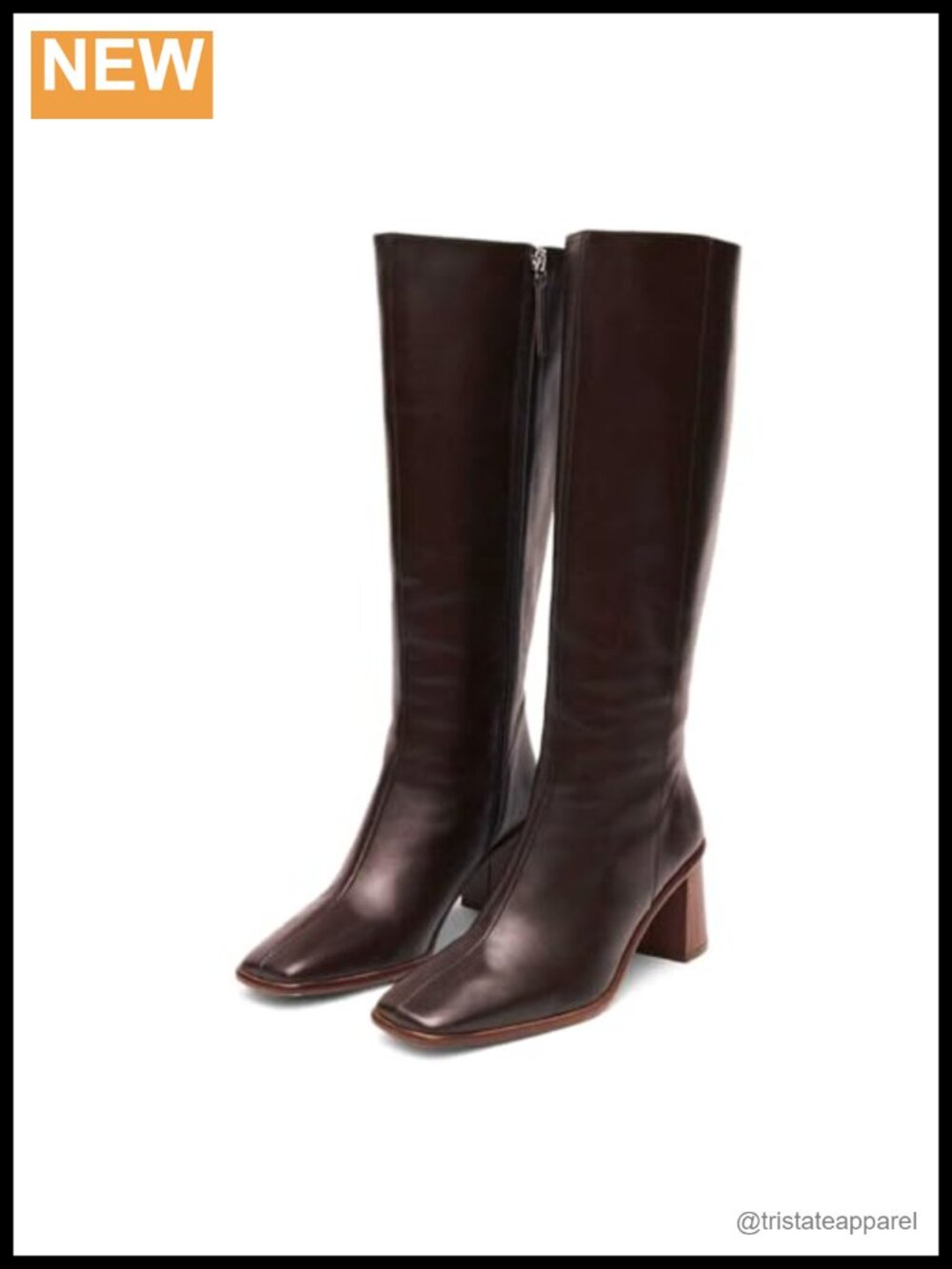 Women's Knee High Faux Leather Chunky Heel Boots Square Toe Side Zip Fall Winter